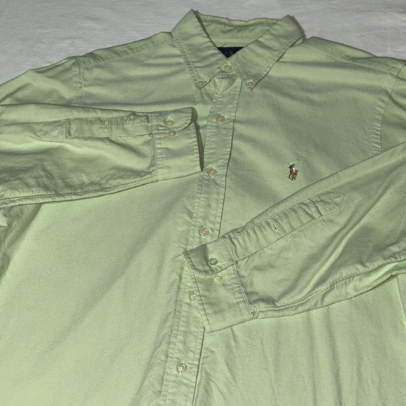 Ralph‎ Lauren Oxford Dress Shirt Mens 16.5 32/33 Flesh Pony Green Button Down - Picture 1 of 12